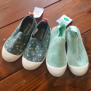 NWT - Cat & Jack Kids Green Slip-On Shoes - Mint Green And Teal - 10
